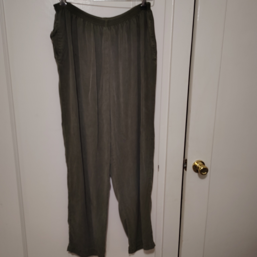 Stylish Olive Ankle Pants 100% TENSEL PLUS SIZE XL BAGGY OVERSIZED COMFORTABLE
